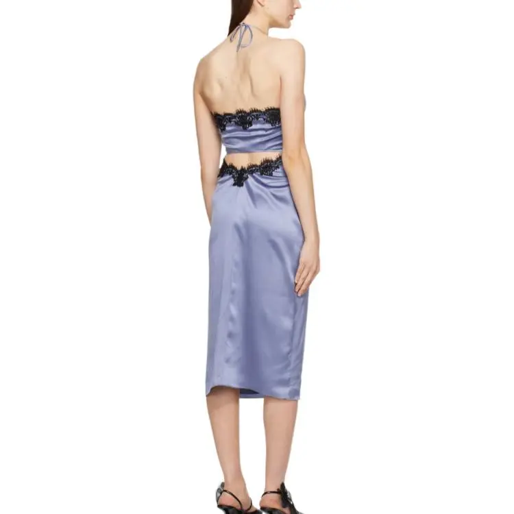 Fleur Du Mal Halterneck Lace Slip Dress-2