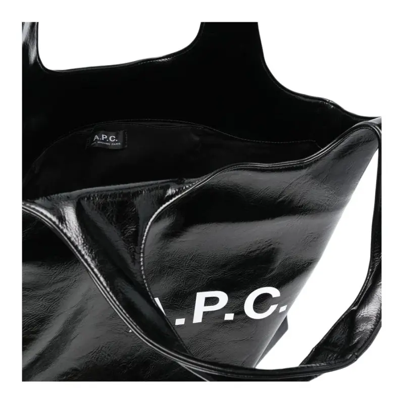 A.P.C Polyurethane With Wool Tote Bag, Shopping Bag, Handbag Unisex Black-4