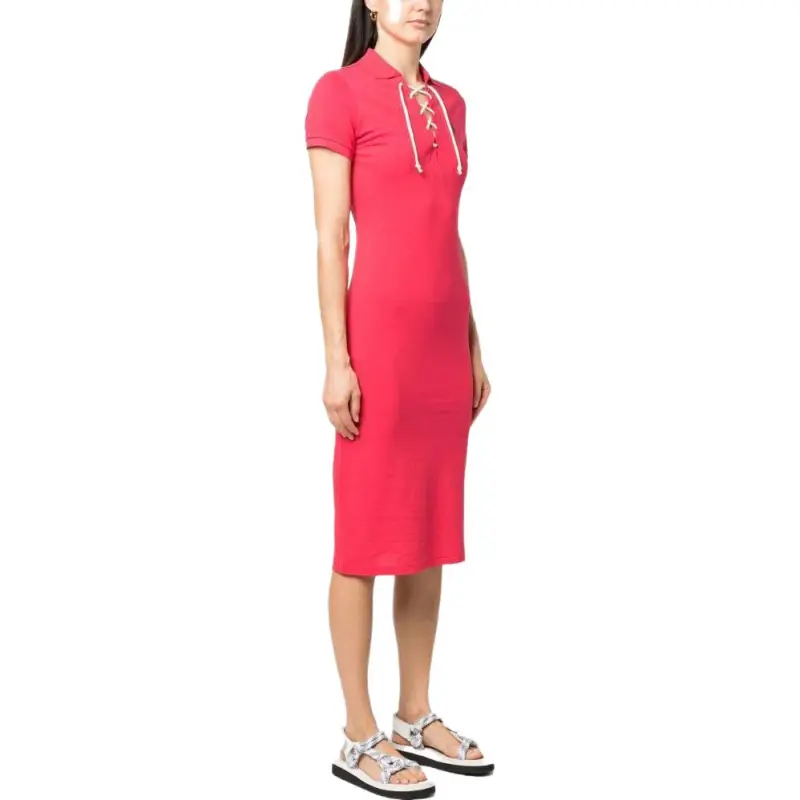 Polo Ralph Lauren Short Sleeved Dress Women's Coral Red-3