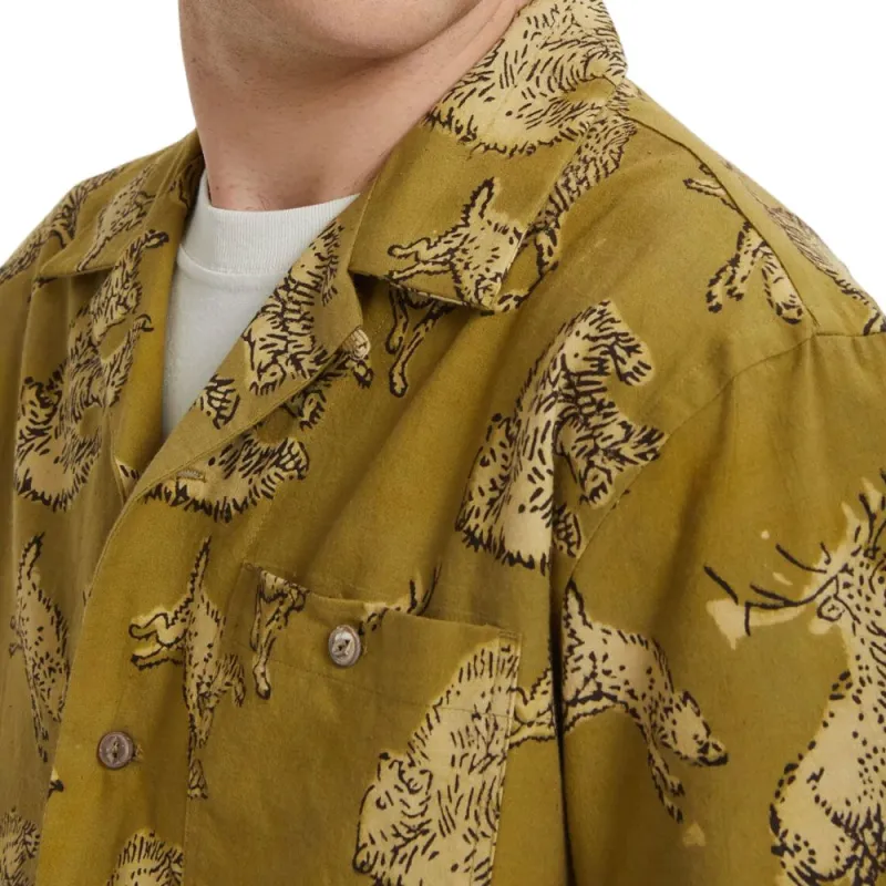 Filson Hand-Printed Beach Shorts Shirt Men's Brown Yellow-3