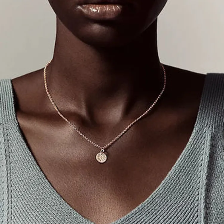 HERMES Diamond, Rose Gold Necklaces Unisex Gold-1