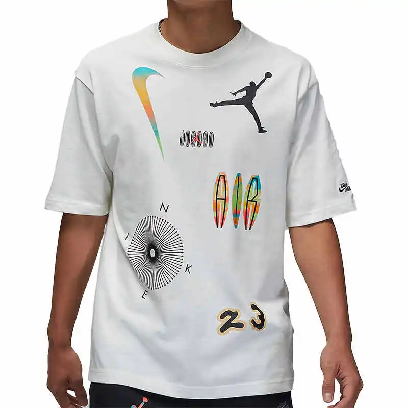 Jordan T Shirts Men White-3