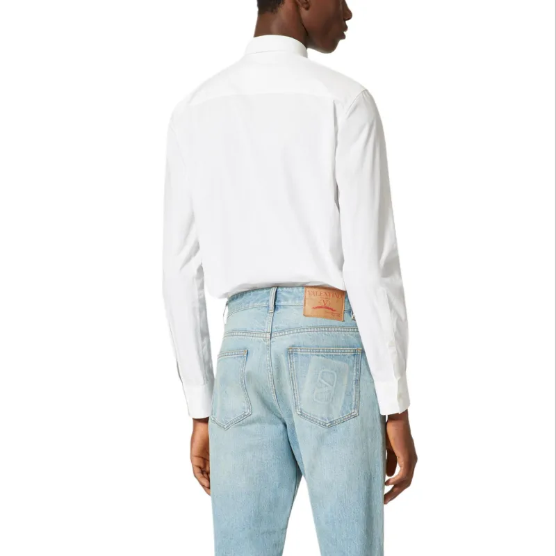 Valentino Stud Detailed Curved Hem Shirt-2
