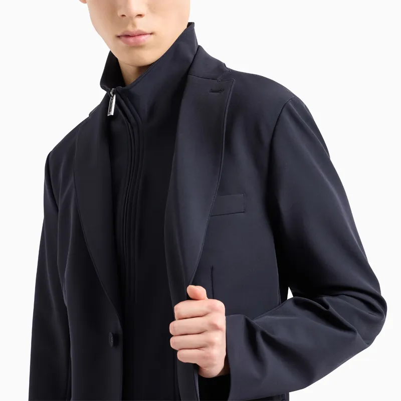 EMPORIO ARMANI Single breasted Jacket With Full zip Detachable Inner Panel In Smooth Lightweight Nylon-3