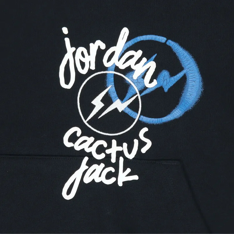 Air Jordan X Travis Scott X Fragment Cartoon Printing Hoodie Asia Sizing 'Black White-3