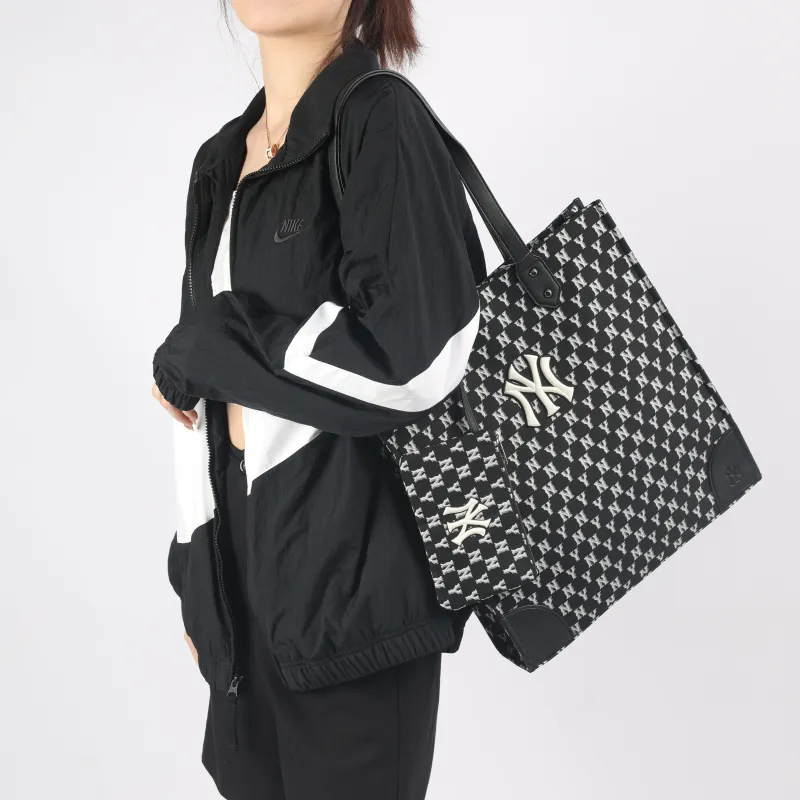 MLB Monogram Collection Polyester Combo Bag Tote Bag Shopping Bag Shoulder Bag Handbag Large Size Unisex Black-3