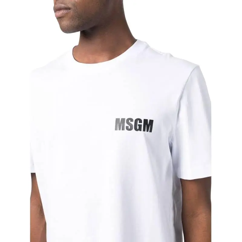 MSGM Logo Printed Crewneck T Shirt-4