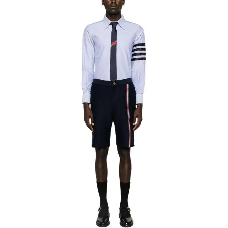 THOM BROWNE 4 Bar Stripe Curved Hem Shirt-3