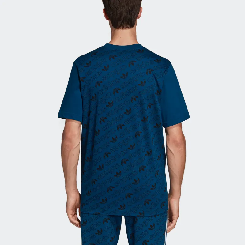 Adidas Originals Clover Series Outfit T Shirt Men's Marine Blue-3