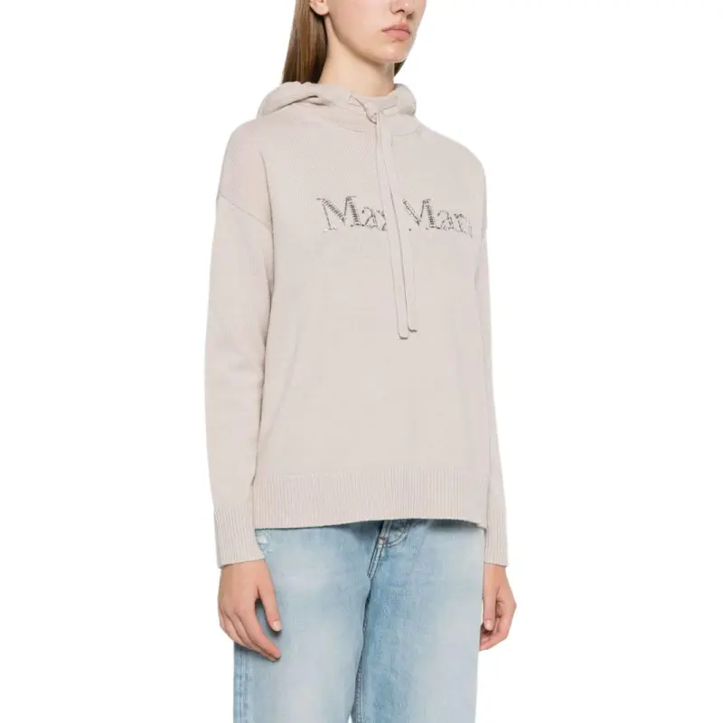 'S MAX MARA Logo Embellished Knitted Hoodie-4