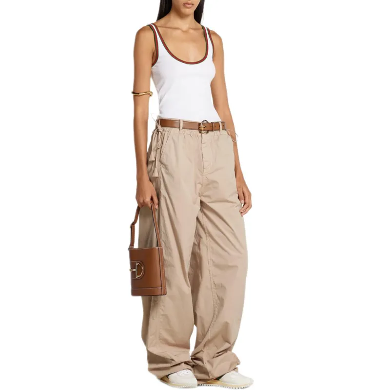 GUCCI SS25 Spring Summer Collection Casual Pants Women's Khaki-3