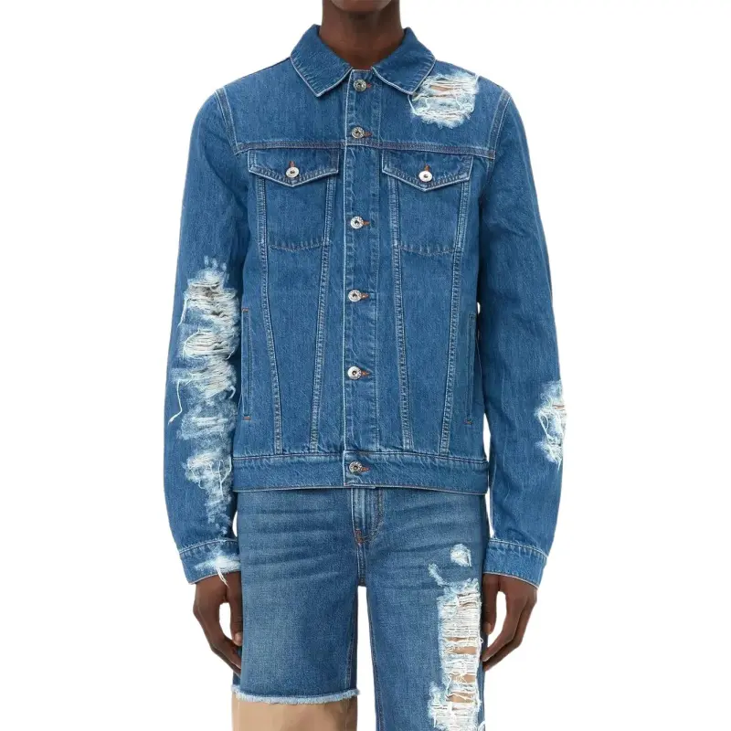JW Anderson Distressed Collared Button-Up Jacket-2