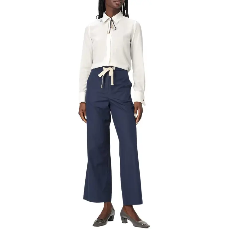 'S MAX MARA Argento Drawstring Wide Leg Trousers-6