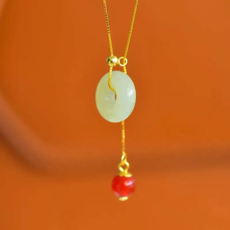 Grace Hetian Jade Necklaces Pale Greenish White Jade Unisex-5