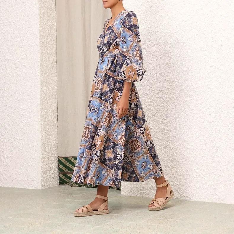 Zimmermann SS24 Long Sleeved Dress Women's Multicolor-4