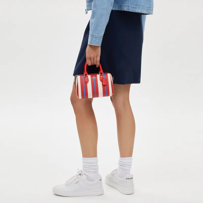 COACH Rowan Coated Canvas With Recycled Leather Handbag Shoulder Bag Crossbody Bag Small Size Women's Red-4