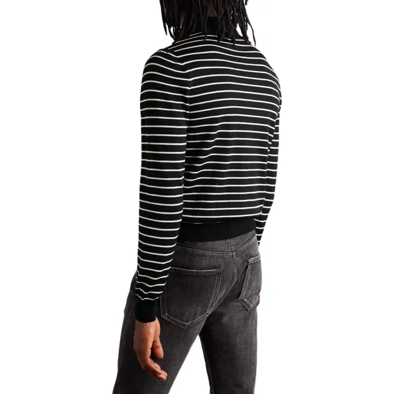 CELINE Striped Triomphe Polo In Fine Wool Polo Shirt Men's Black-3