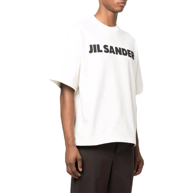 JIL SANDER Boxy Fit Logo Print Cotton T Shirt-3