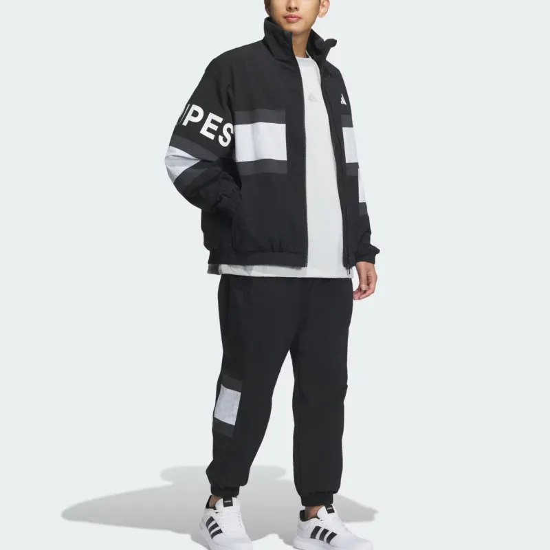 Adidas WORDING Pack Loose Fit Mesh Lined Woven Jacket Men's Black-3