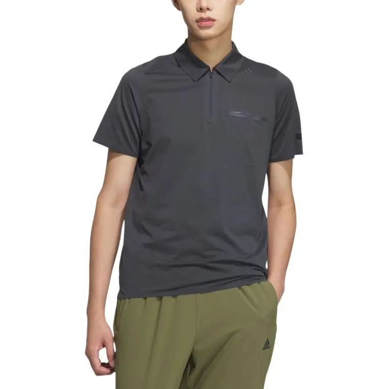 Adidas SS25 Polo Shirt Men's Dark Heather Gray-1