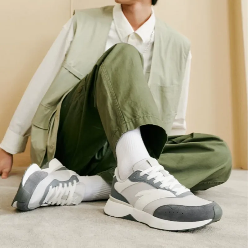 Anta HERITAGE 70 Anti Slip Wear Resistant Low Top Casual Shoes Men's Gray White-2