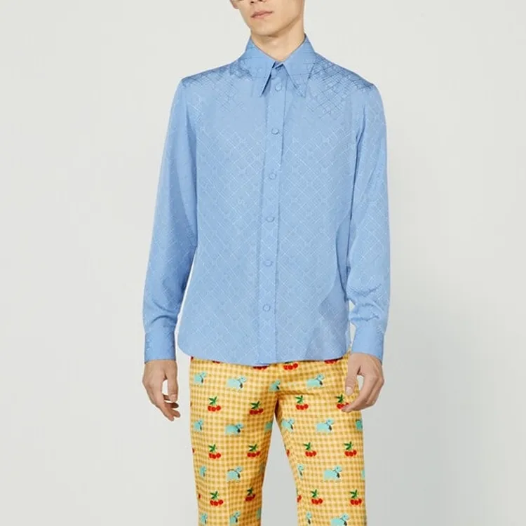 GUCCI X Harry Styles Co branded FW22 Shirt Men's Blue-1