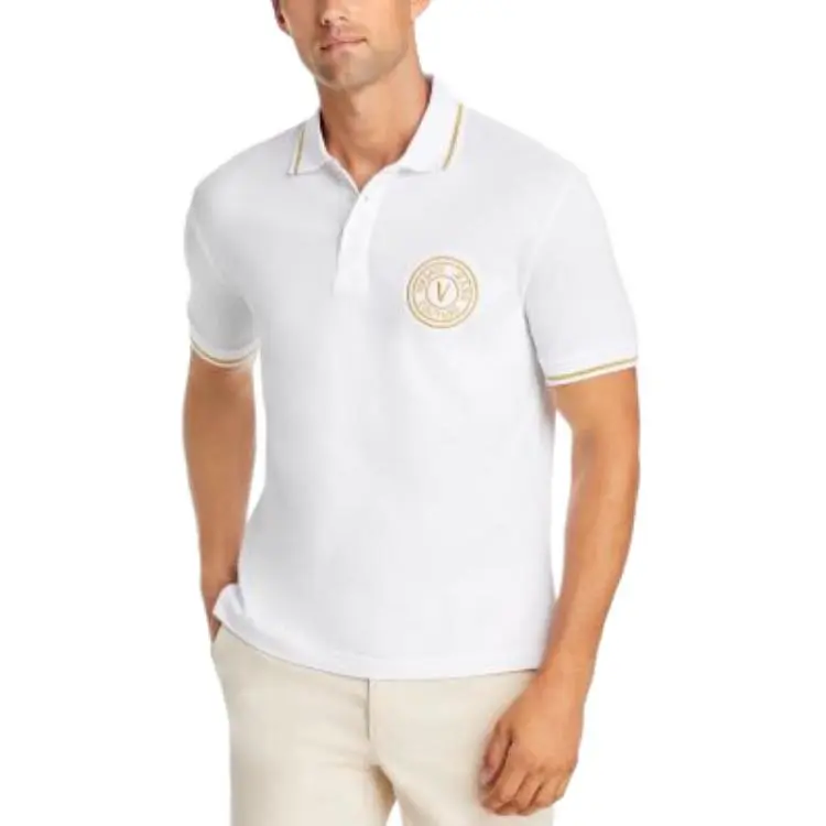 VERSACE JEANS COUTURE Logo embroidered Cotton Polo Shirt-4