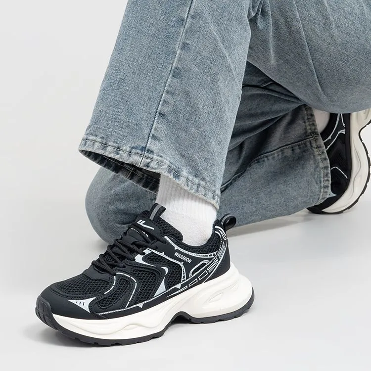 Warrior Warrior Wear Resistant Slip Resistant Low Top Chunky Sneakers Women's Beige Black-5