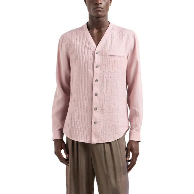 GIORGIO ARMANI Regular fit Linen Shirt With Front Ribs-1