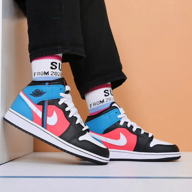 Jordan 1 shops Mid Tri Color Ribbons (GS)