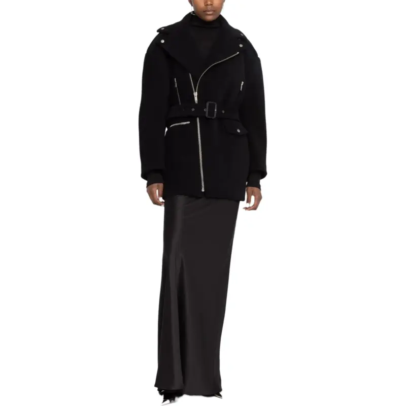 SAINT LAURENT Zip Up Belted Coat-1