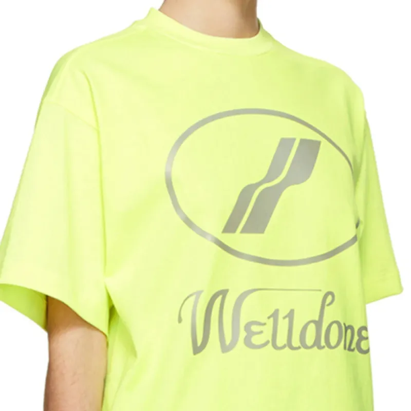 WE11DONE Logo Print Oversized T shirt Yellow-3