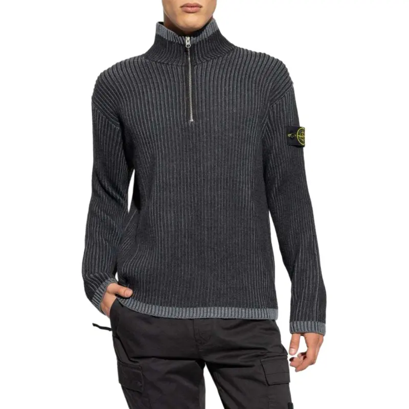 STONE ISLAND Logo Patch High Neck Knitted Jumper-3