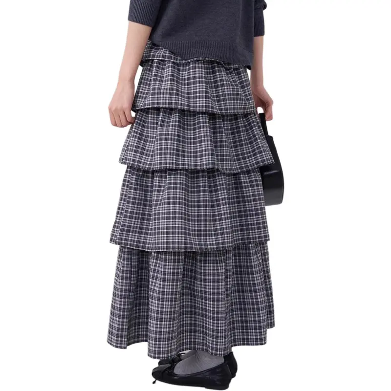 HTMEME Casual Long Skirts Women's Black-2