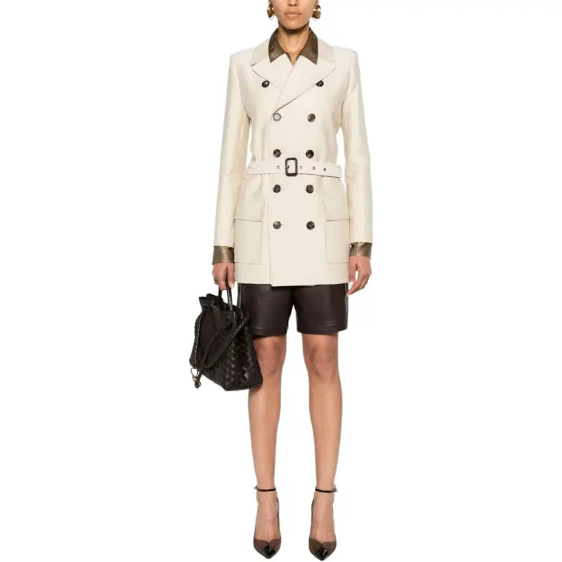 SAINT LAURENT Belted Double breasted Coat-2