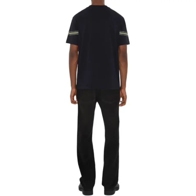 Burberry Logo Embroidered Striped Crewneck T Shirt-3