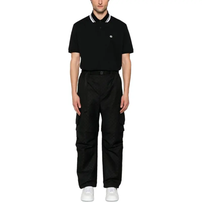 GUCCI Logo Embroidered Short Sleeve Polo Shirt-1