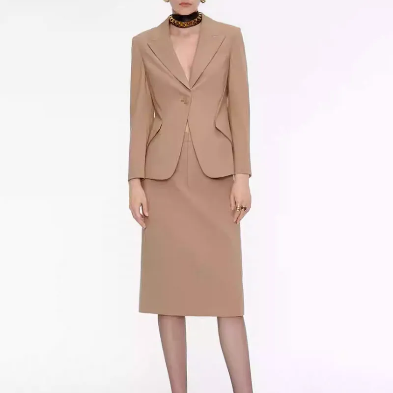 KARL LAGERFELD SS25 Business Suit Coat Women's Camel-2