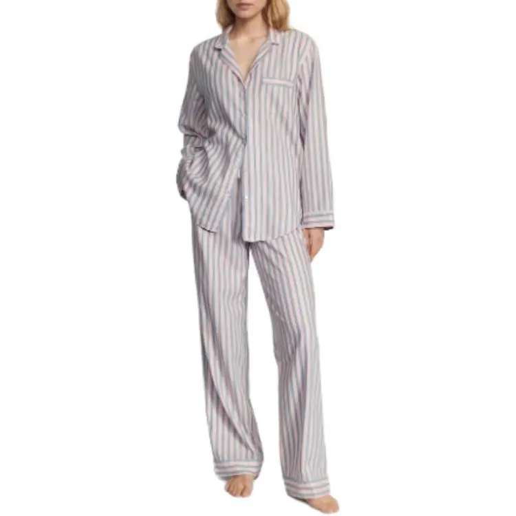 Victoria's Secret THE MIX Pajama Set Women's Pink Blue Stripes-1