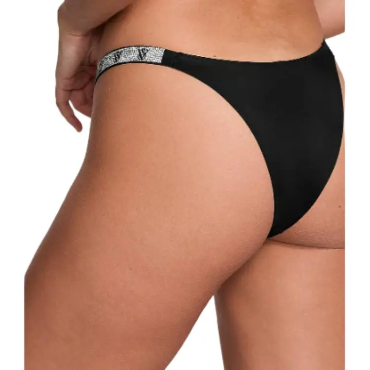 Victoria's Secret PINK/VERYSEXY Double Shine Strap Smooth Brazilian Panty Underpants Women's 1 Pack Black-2