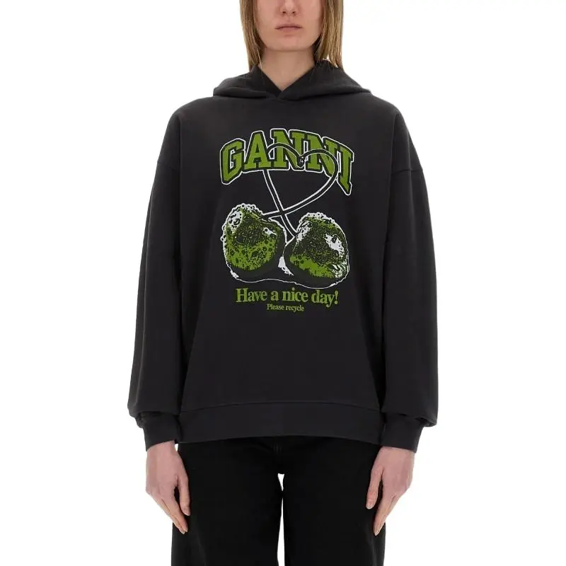 GANNI Oversized Logo Printed Hoodie-3