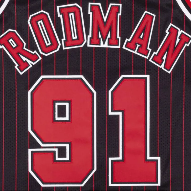 Mitchell Ness Basketball Jerseys Men Black Red-3