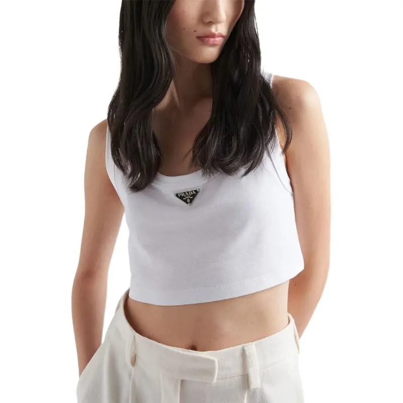 PRADA Triangle-logo Crop Top-1