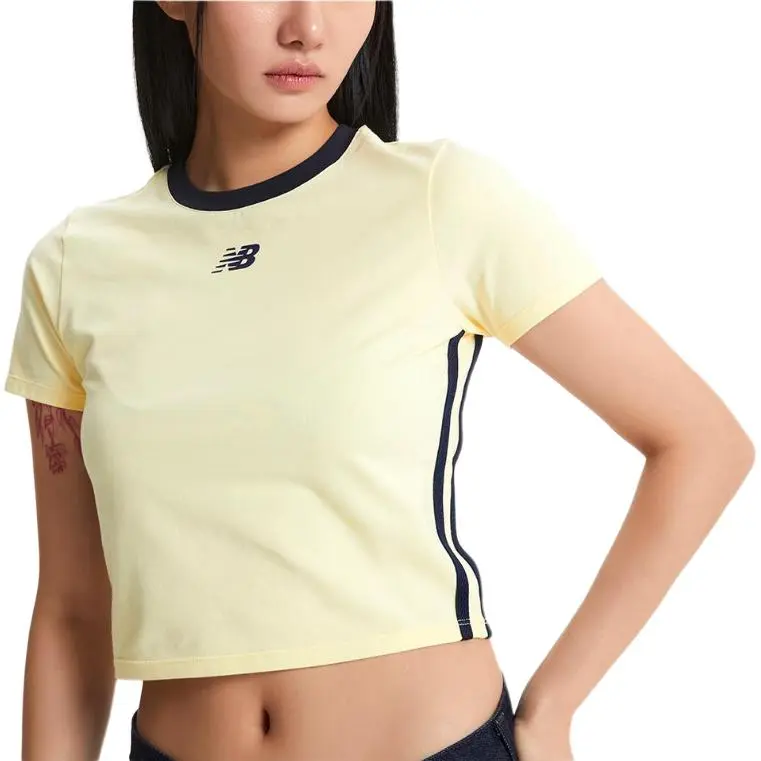New Balance SLIM FIT T Shirt Women's Light Yellow-3