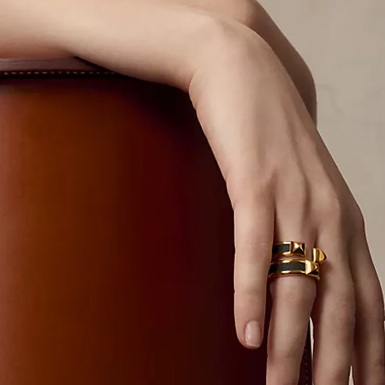 HERMES Calfskin Rings Women's Black-2