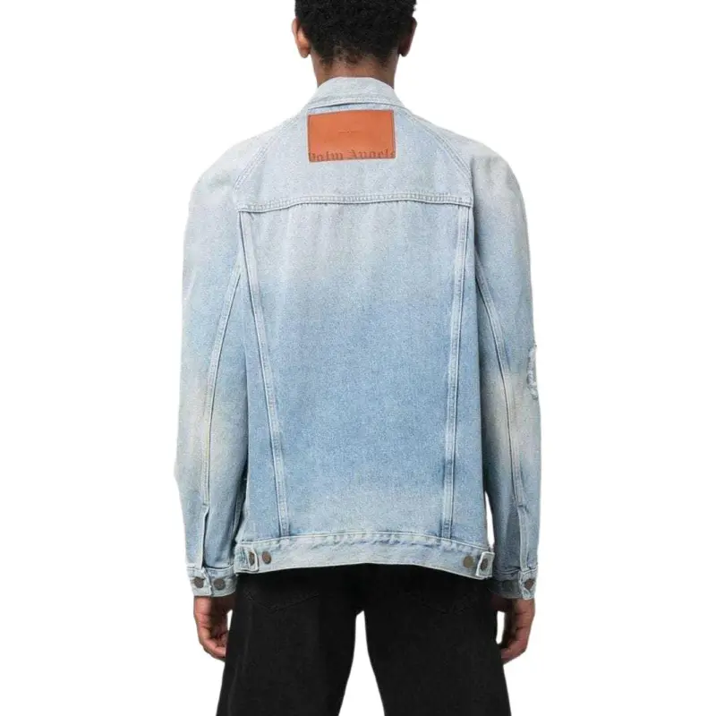 PALM ANGELS Light Wash Sunset Loose Denim Jacket-4