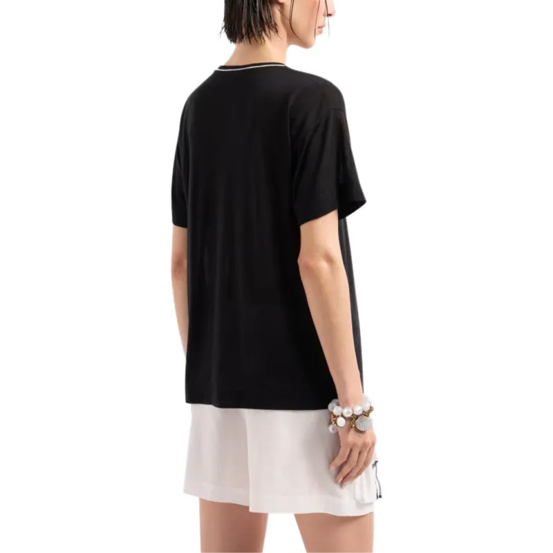 GIORGIO ARMANI Printed Silk And Lyocell Crew neck T shirt-1