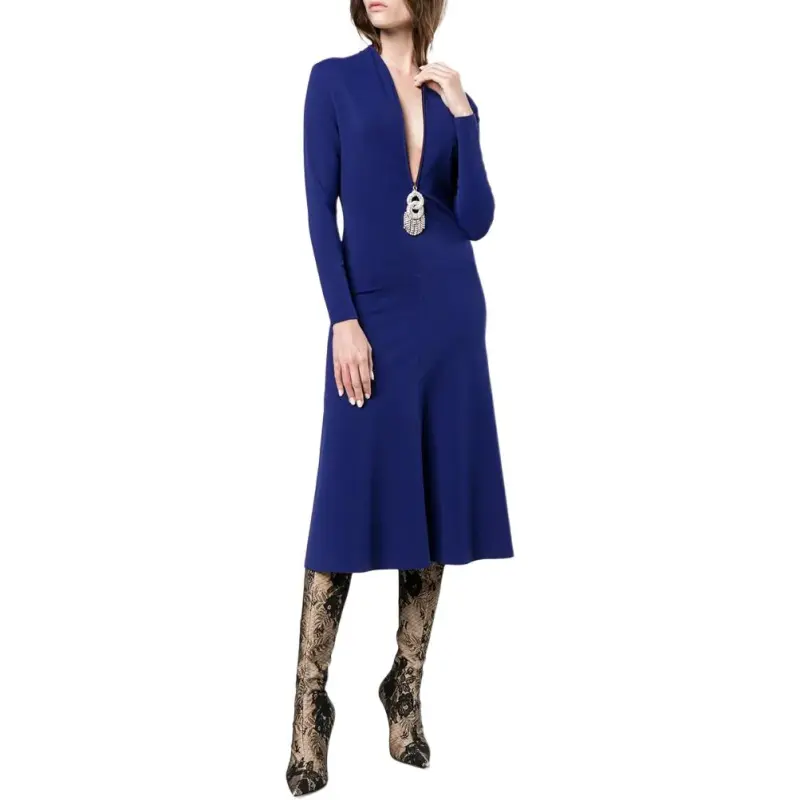 Balenciaga Long Sleeved Dress Regular Fit Women's Blue-1