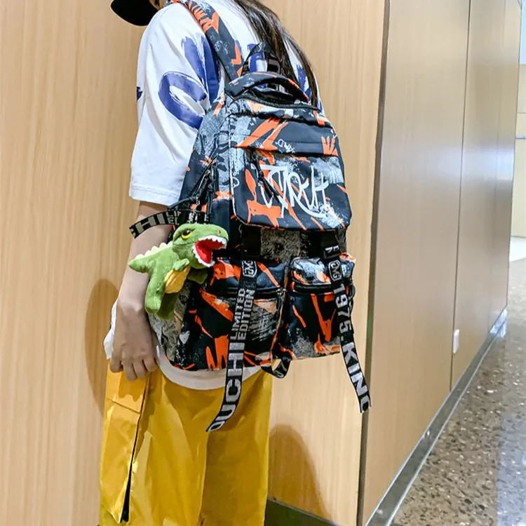 GEERDUN Nylon Backpack Unisex Orange/Black-6