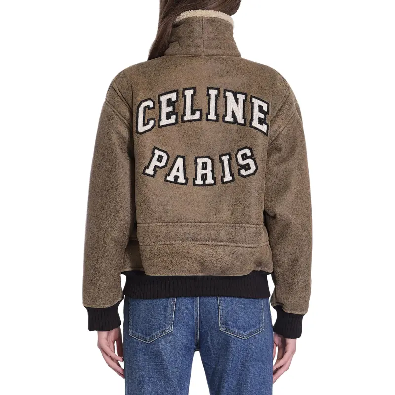 CELINE Aviator Blouson Jacket In Vintage Shearling-4